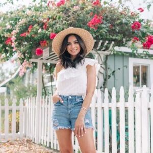 Amaryllis x Hey Nasreen He Loves Me He Loves Me Naz Ruffle Top White Women Large